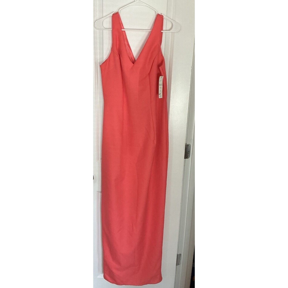 NWT BBriolas Penola Dress Womens 12 Coral Maxi Sleeveless V Neck Formal Prom